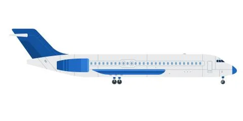 Blue plane vector flat material design isolated object on white background. Stock Illustration