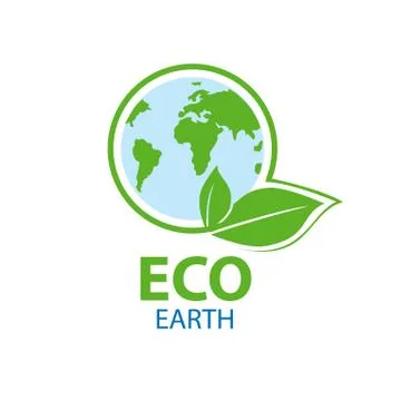 Blue planet in circle a green leaf. Symbol of ecology with the t Stock Illustration