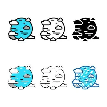 Blue planet with clouds color icon vector minimal Stock Illustration