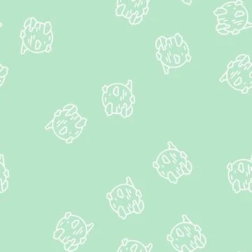Blue planet with clouds line seamless pattern Illustrazione stock
