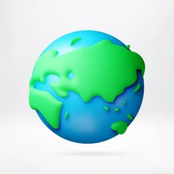 Blue planet earth 3d icon. 스톡 일러스트