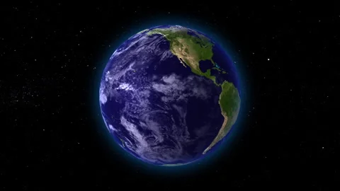 Blue planet earth from space, globe world blue glow edge on space in a star. Stock Footage 274568429