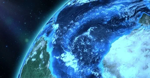 Blue planet earth from space showing europe continent, globe world Stock Footage 73905656