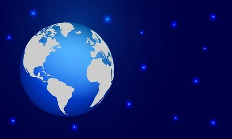 Blue planet earth technology style background Stock Illustration