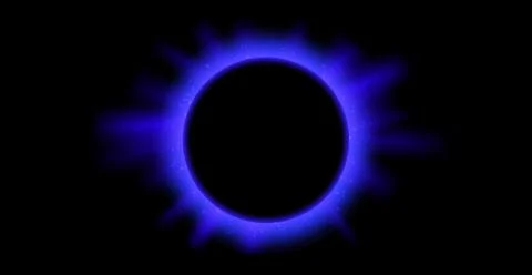 Blue planet eclipse concept. Solar light rays and glare effect. Glowing sun Illustrazione stock