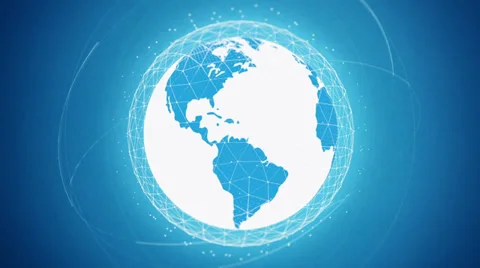 Blue planet. Flat design illustration of Earth. Concept of travel and business. Stock Footage 34371551