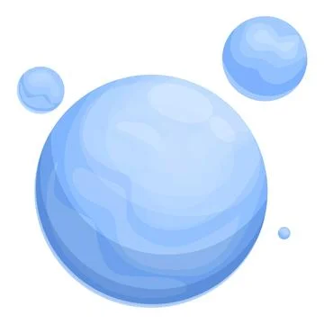 Blue planet floating in space with smaller moons orbiting around Stock Illustration