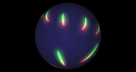 A blue planet with gradient glowing lines flying around Stock Footage 242805025