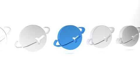 Blue Planet icon isolated on white background. Minimalism concept. 3D rende.. Stock Illustration