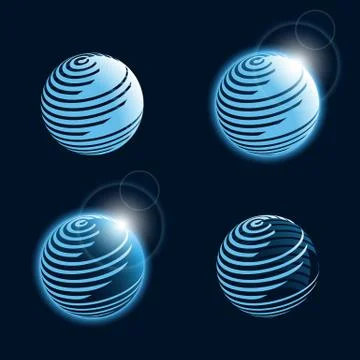 Blue planet icons Stock Illustration
