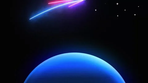Blue Planet with Meteor Shower and Sparkling Stars Background 4K Stock Footage 319136528