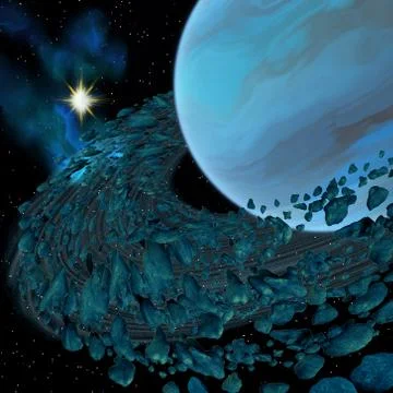 Blue Planet with Rings 库存插图