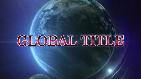 Blue planet rotating in space with international news global title text overlay Stock Footage 343498823