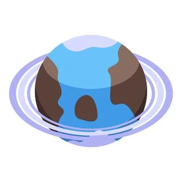 Blue planet surrounded by rings is orbiting in space Stock Illustration