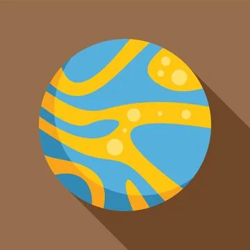 Blue planet with yellow spots is orbiting in space Stock Illustration