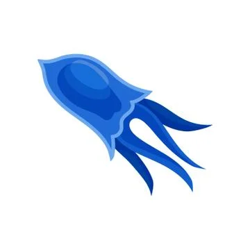 Blue plankton in the form of a jellyfish. Vector illustration on white Stock Illustration