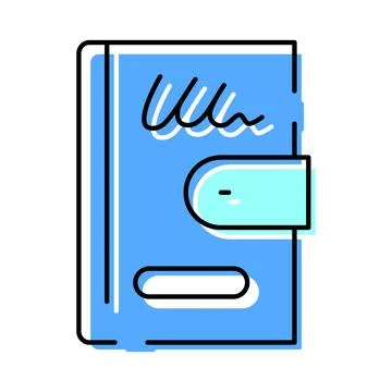 Blue planner notebook diary icon for organization Stock Illustration