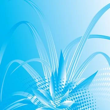 Blue plant background with halftone pattern, vector illustration Stock Illustration