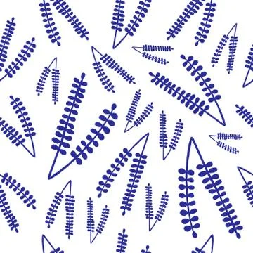 Blue plant seamless pattern Stock Illustration