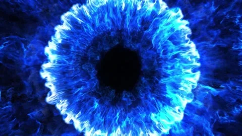 Blue Plasma Energy Ring Explosion Expanding from Center with Glowing Electric Stock-Footage 335893853