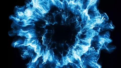 Blue Plasma Energy Shockwave Explosion Ring with Expanding Particle Wave 스톡 동영상 336276733