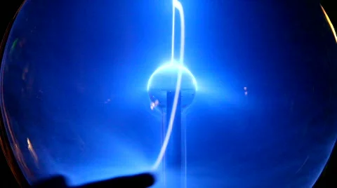 Blue plasma orb circle globe heavenly sphere with hand Видео 823804