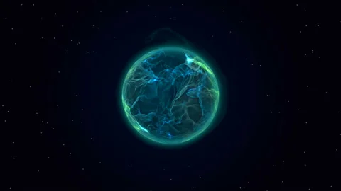 Blue plasma planet in space. Stock Footage 91248971