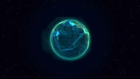 Blue plasma planet in space. Stock Photos