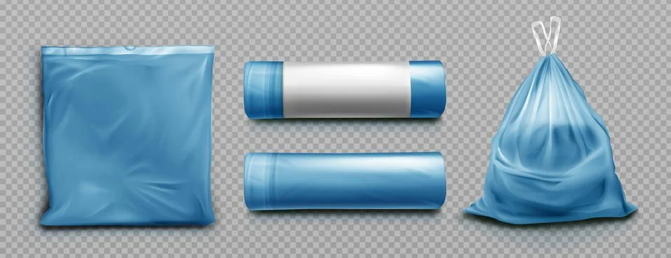 Blue plastic bag for trash, garbage and rubbish Illustrazione stock