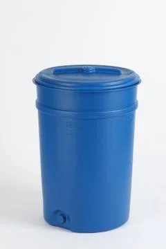 Blue plastic barrel, container isolated on white background Stock Photos
