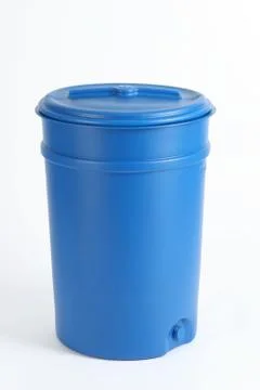 Blue plastic barrel, container isolated on white background Stock Photos