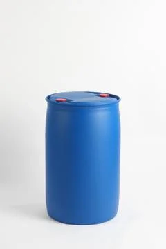 Blue plastic barrel, container isolated on white background Stock Photos