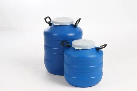 Blue plastic barrel, container isolated on white background Stock Photos