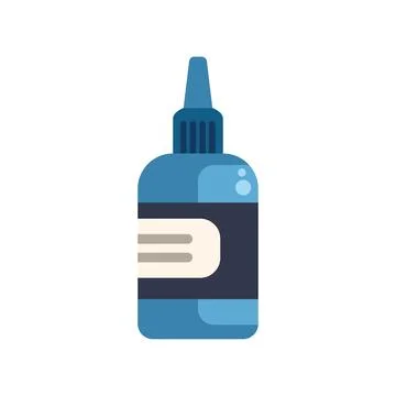 Blue plastic bottle with applicator tip containing liquid substance Stock Illustration