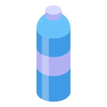 Blue plastic bottle with blank label isometric view Stock Illustration