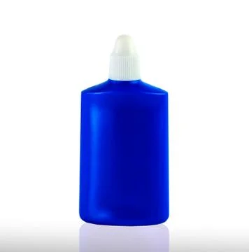Blue plastic bottle with cleaning liquid. isolated on white background Stock-Fotos