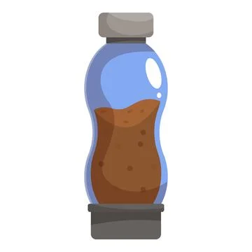 Blue plastic bottle containing brown liquid for sports nutrition Stock Illustration