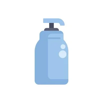 Blue plastic bottle with pump dispenser for liquid soap or shampoo Stock Illustration