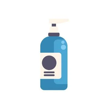 Blue plastic bottle with pump dispenser containing cosmetic product Ilustración de archivo