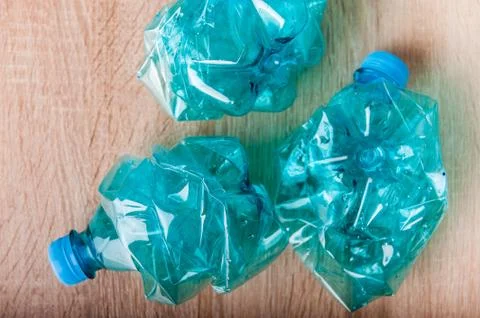 Blue plastic bottles 스톡 사진