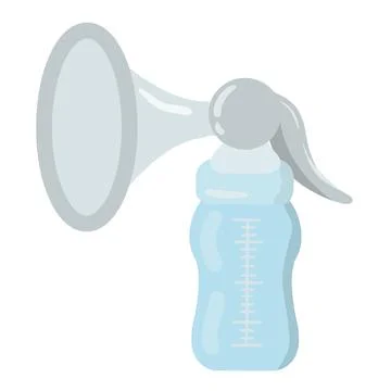 Blue plastic breast pump with bottle vector illustration Stock Illustration