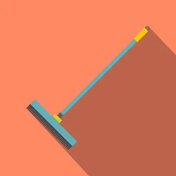 Blue plastic broom flat Stock Illustration