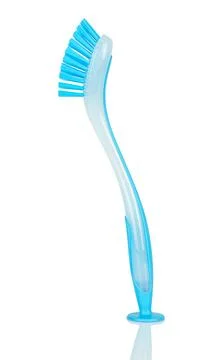 Blue plastic brush isolated on white background 写真素材