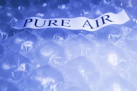 Blue Plastic bubble wrap pattern with pure fresh air inside for breath.The pr Stock Photos