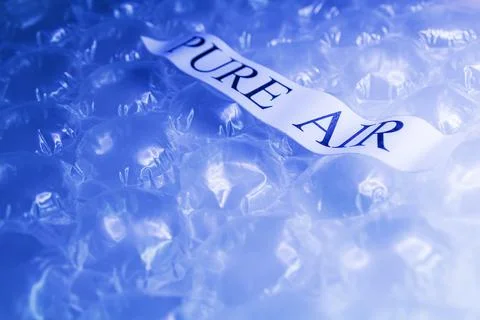 Blue Plastic bubble wrap pattern with pure fresh air inside for breath.The pr Stock Photos