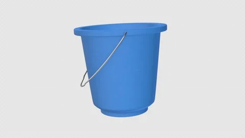 Blue Plastic Bucket Rotating on a Transparent Background. Seamless Loop. 4K Stock Footage 294346557