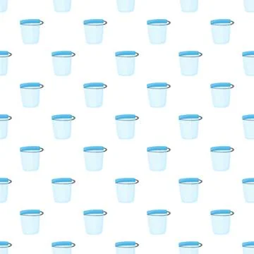 Blue plastic buckets seamless repeating pattern background Illustration