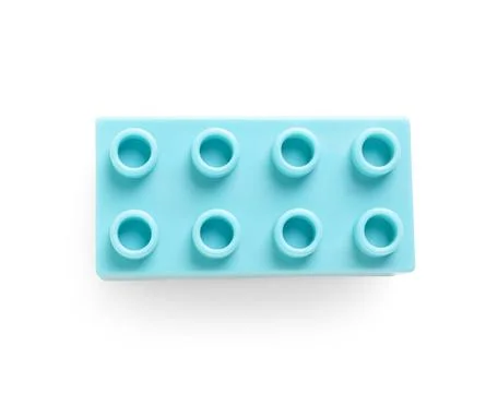 Blue plastic building block on white background Stock Photos