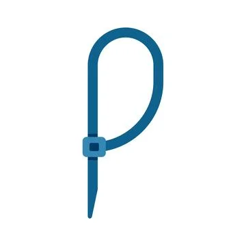 Blue plastic cable tie loop isolated on white background Illustrazione stock