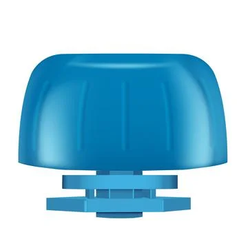 Blue plastic cap for pouch bag, vector realistic illustration of 3D doy-pack bag Stock Illustration